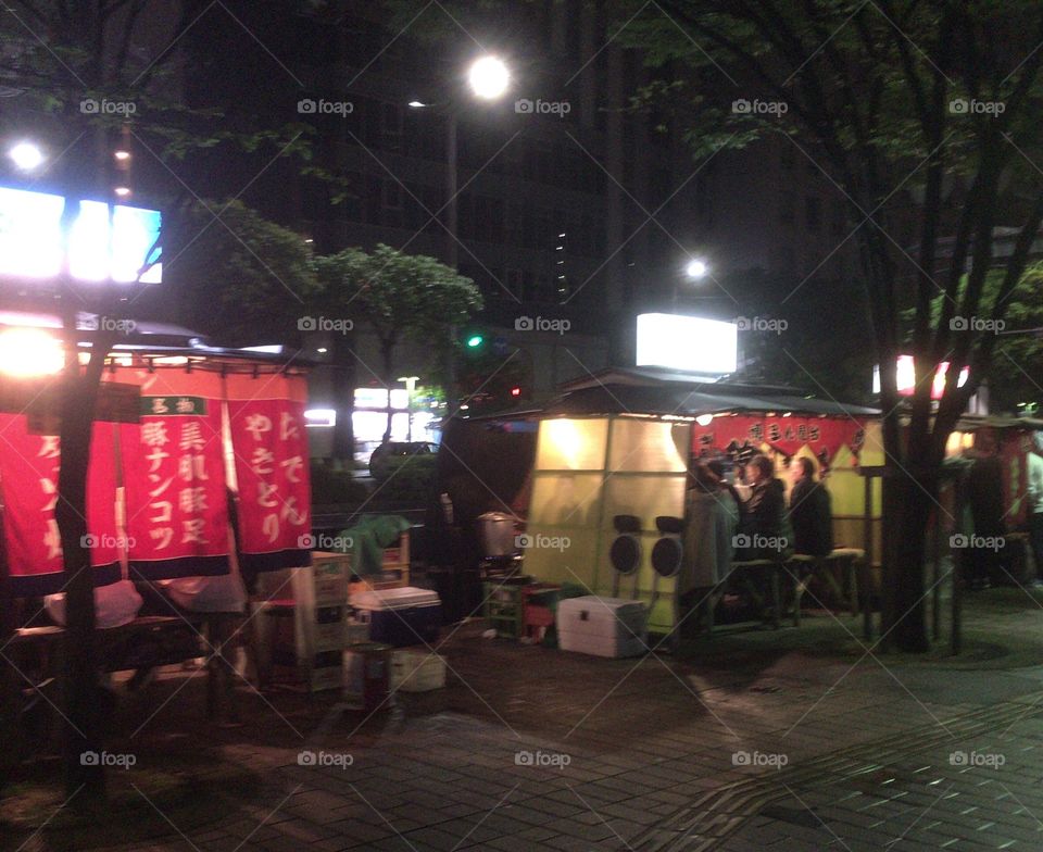 Street food stand in Fukuoka, Japan 