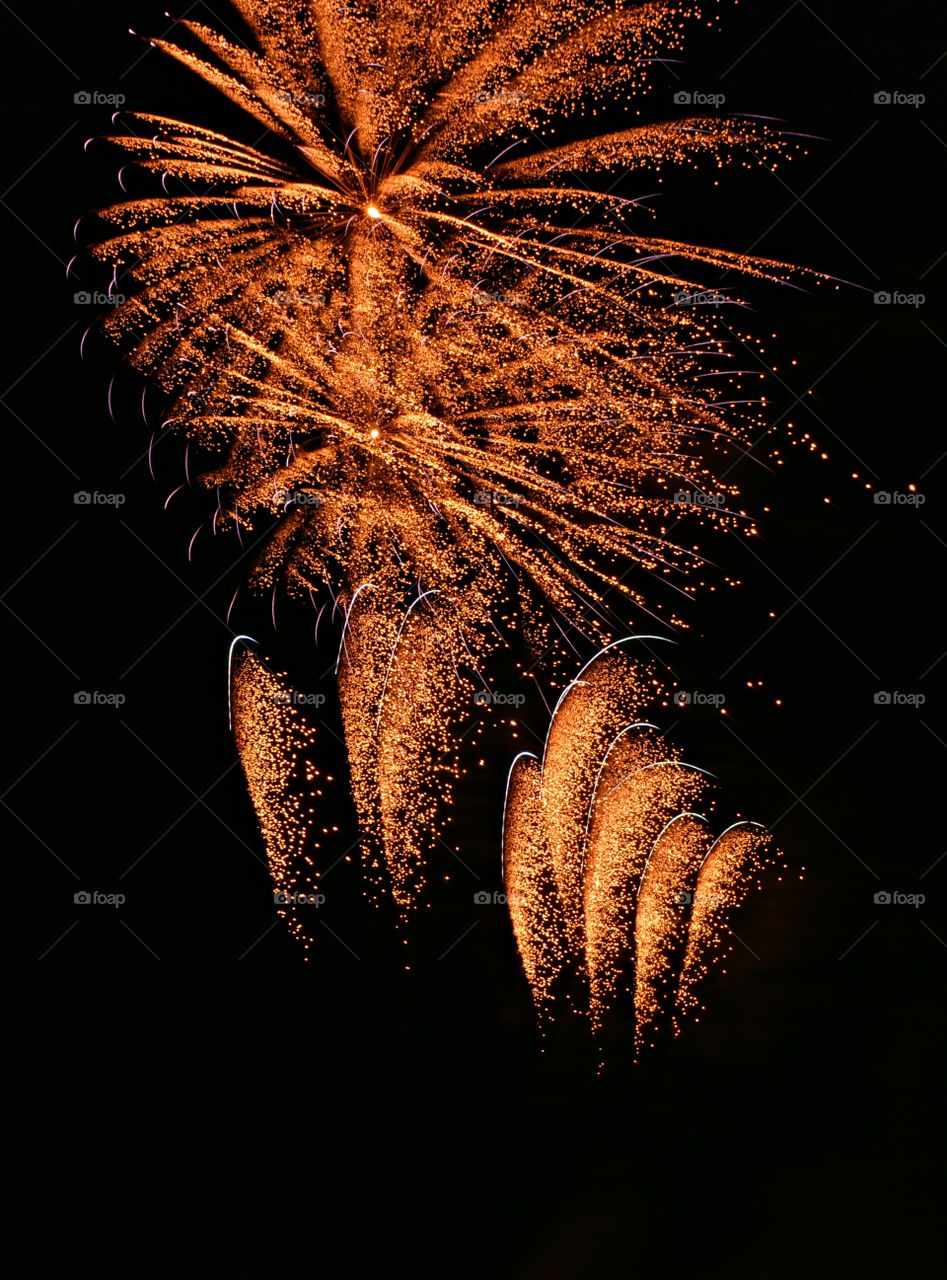 Low angle view of firework display during night
