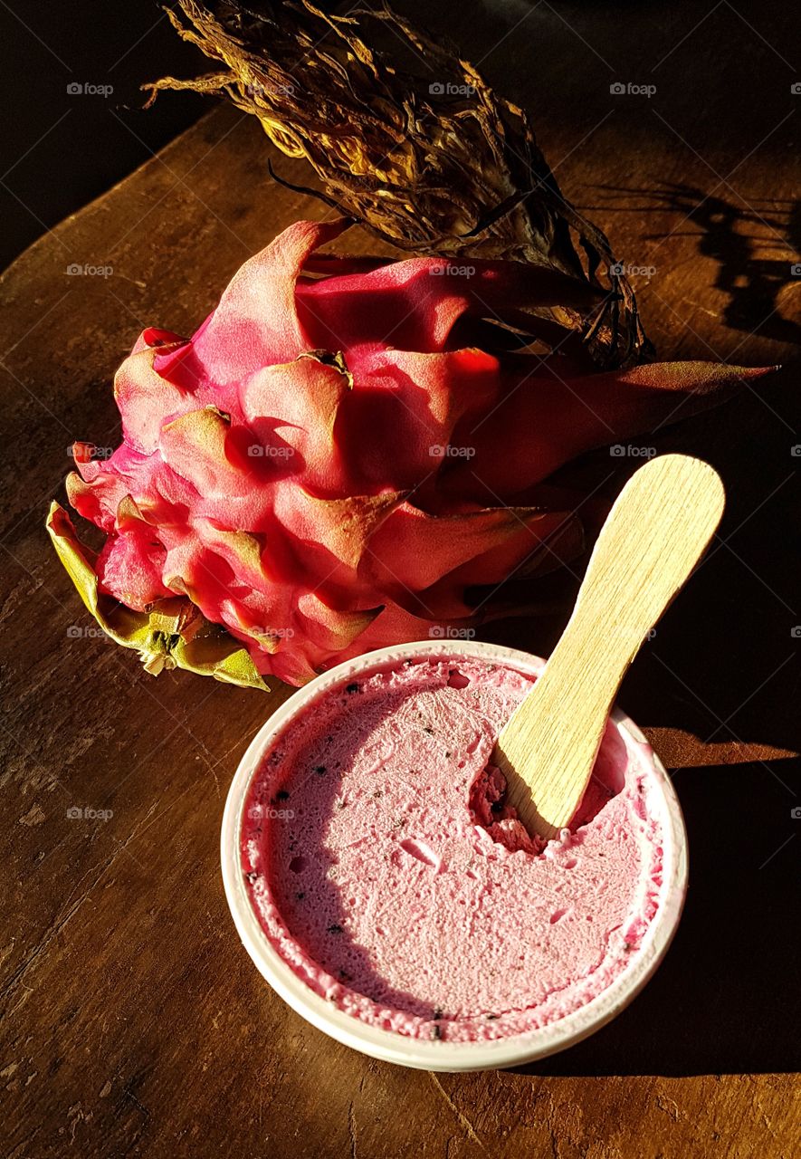 dragon fruit and dragon fruit ice cream