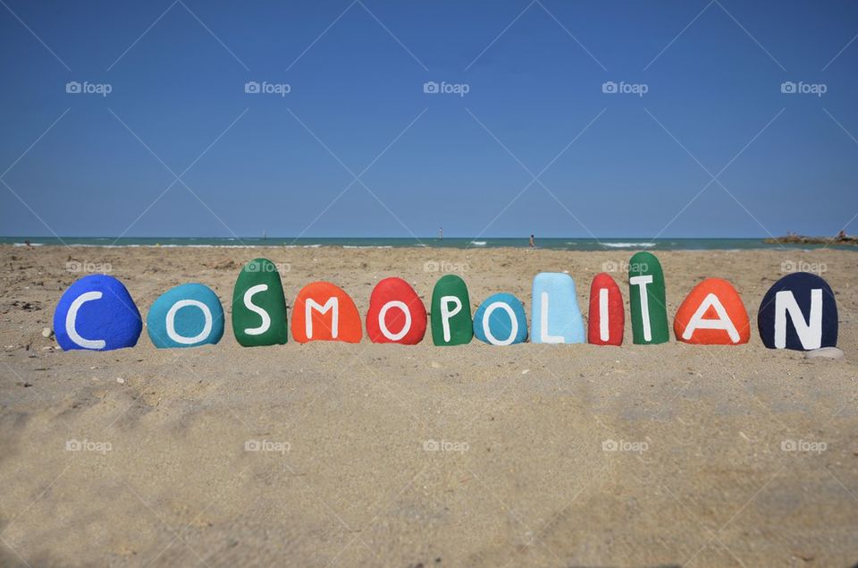 Cosmopolitan, cocktail name on colored stones