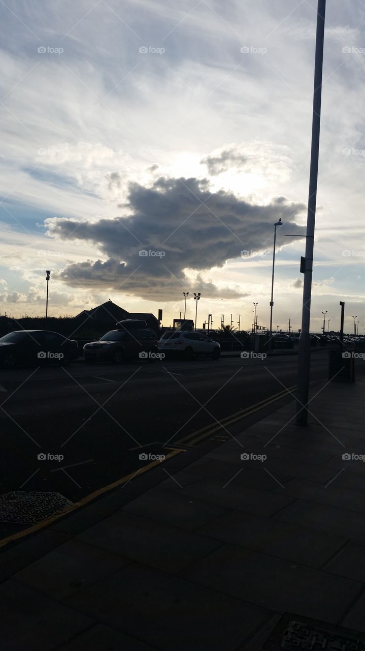 Street, Road, Vehicle, Storm, Light