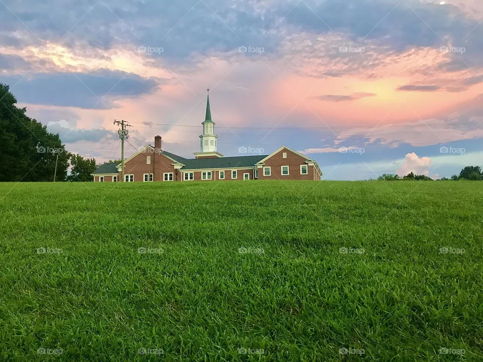 Street side view of a local neighorhood church. Located in Thomasville, North Carolina, USA. 