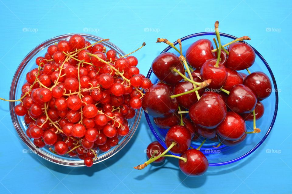 High angle view of red berry fruit