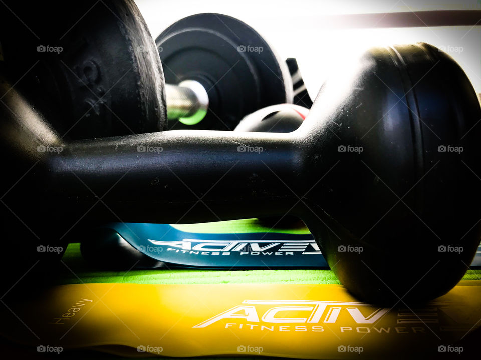 Dumbbells and fitness band