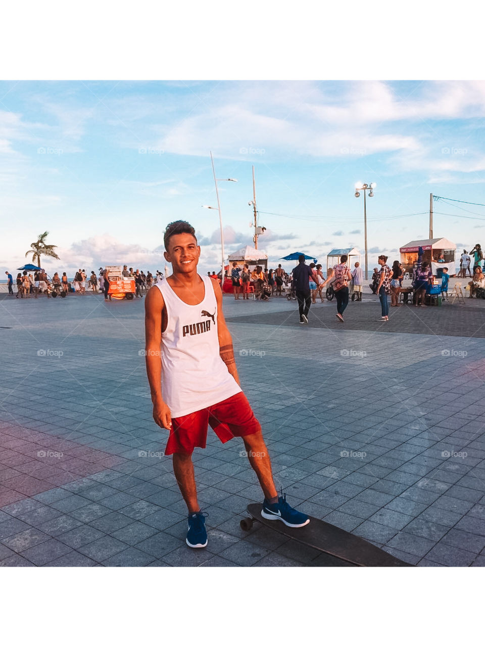 Skateboarding at the lighthouse in the bar in Salvador Bahia Brazil