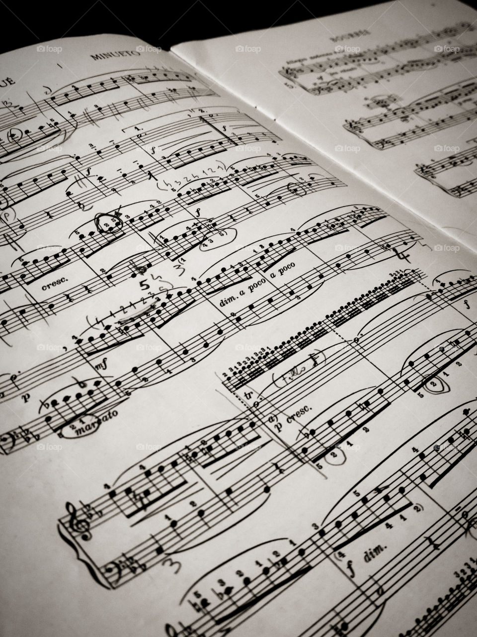 Music sheet page with handwritten revisions