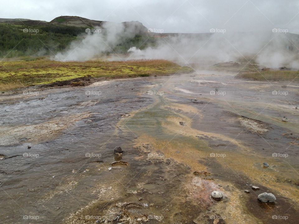 Scenic view of a hot spring