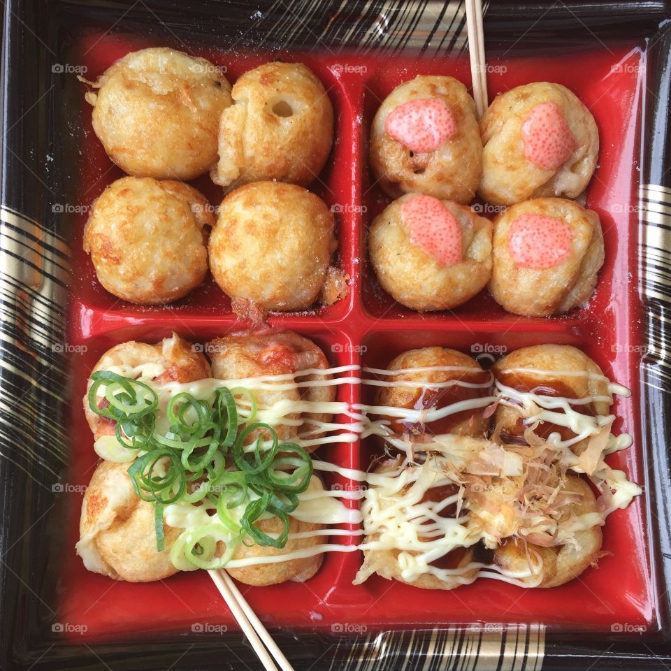 Japanese Tokoyaki. Traditional Japanese Tokoyaki snacks in 4 different flavored. 
