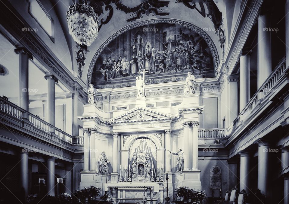 Altar of the St Louis Cathedral at Jackson Square, French Quarter, New Orleans, Louisiana, USA. Monochrome version.