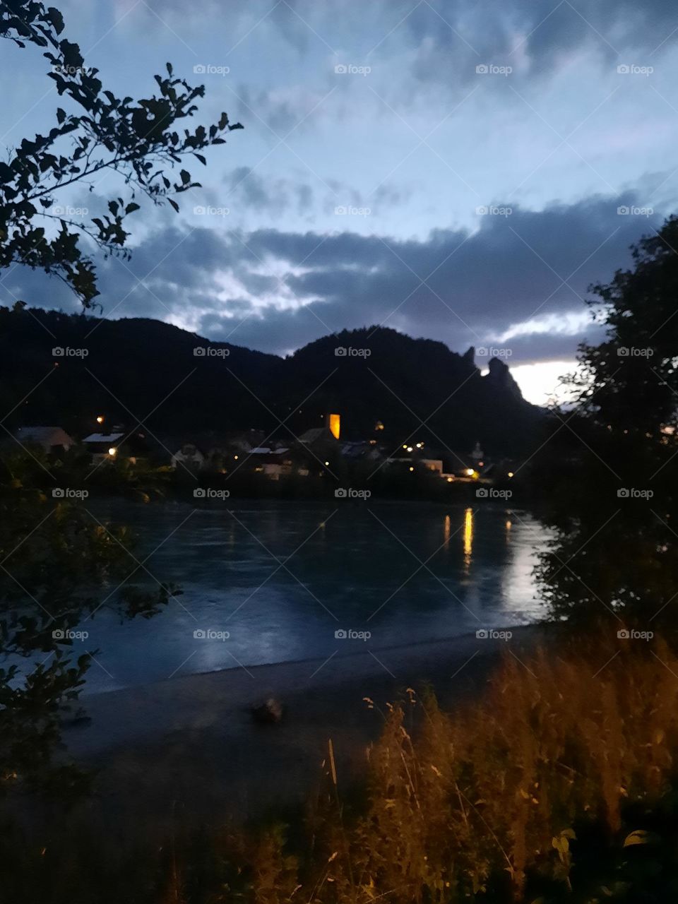 Abend Salzach Wasser