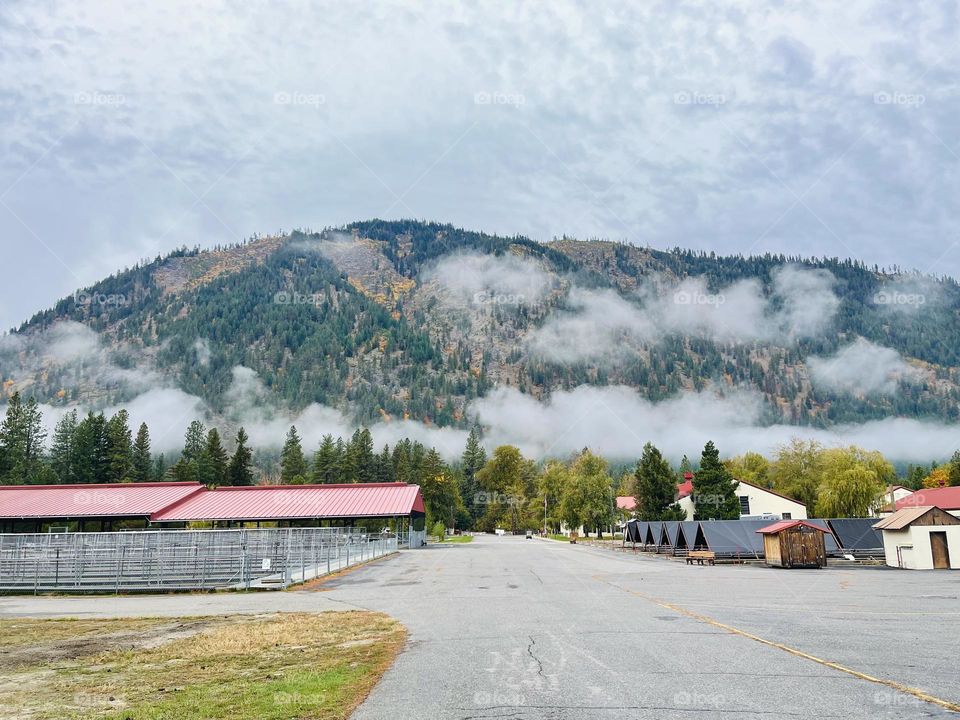 Foggy autumn mountains landscape 