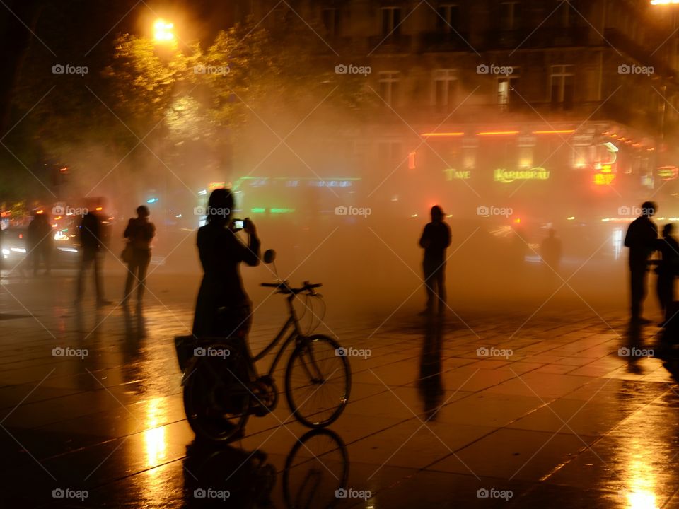 Shadows and fog at the republic square - Paris