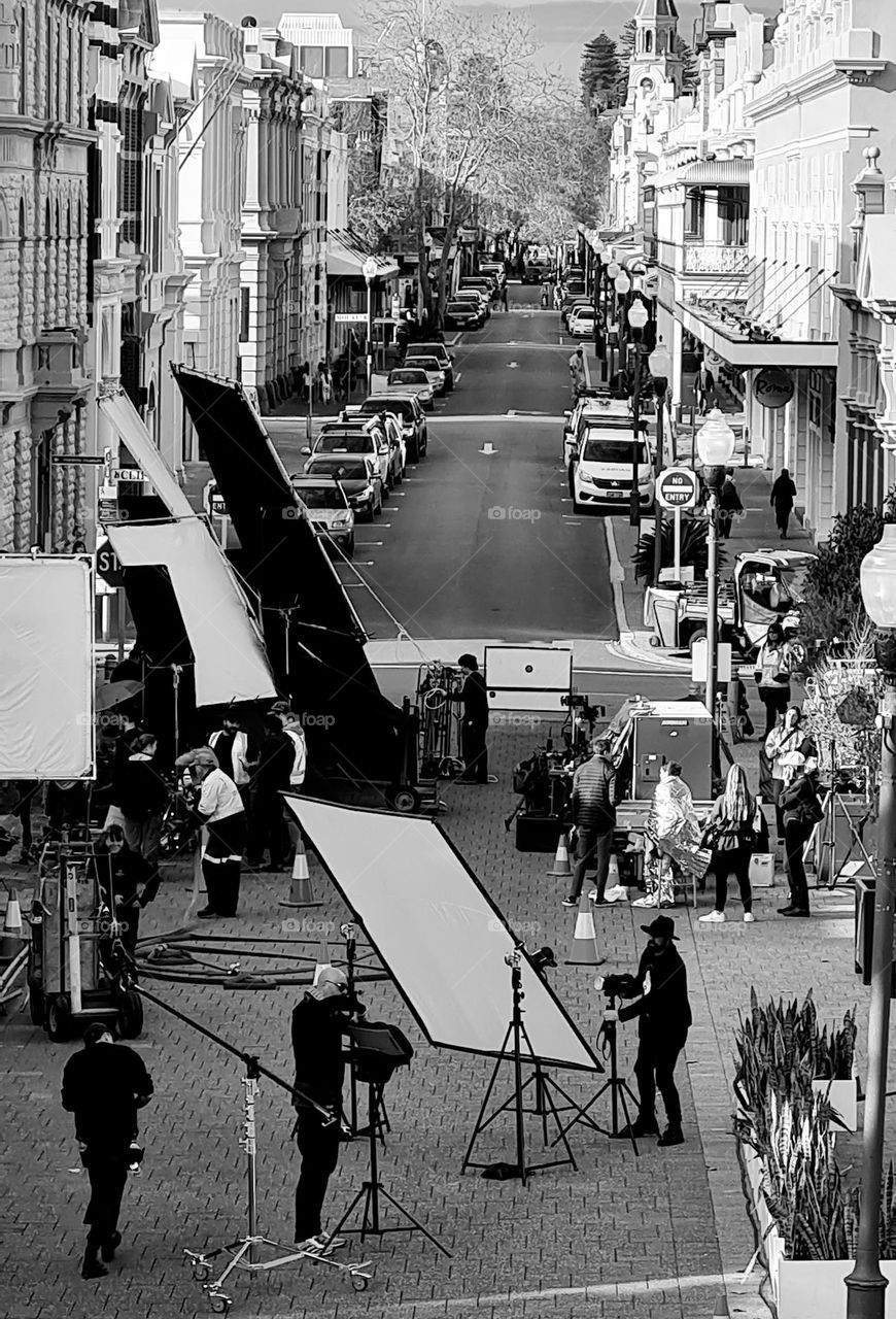 Movies in the making! busy filming location in the high street, Fremantle.