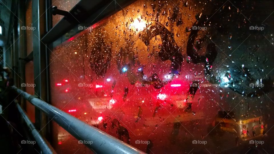Feeling rains from inside the bus