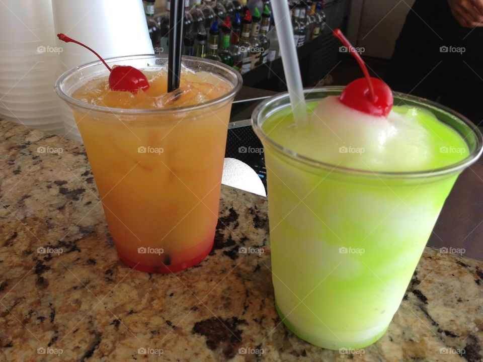 Two tropical cocktails