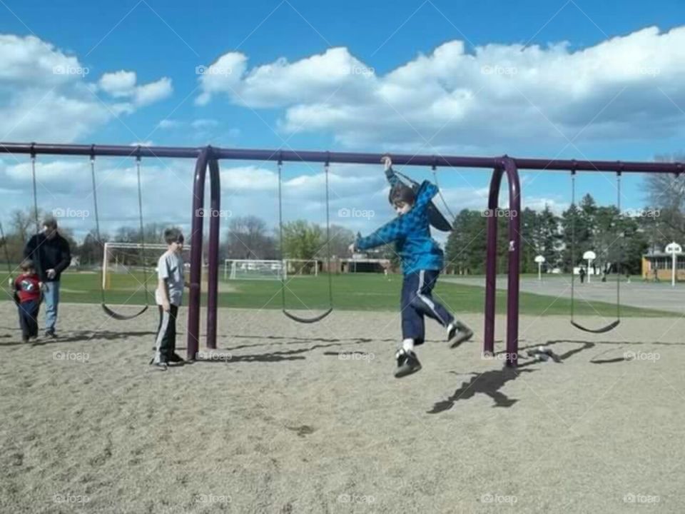 Playing at park