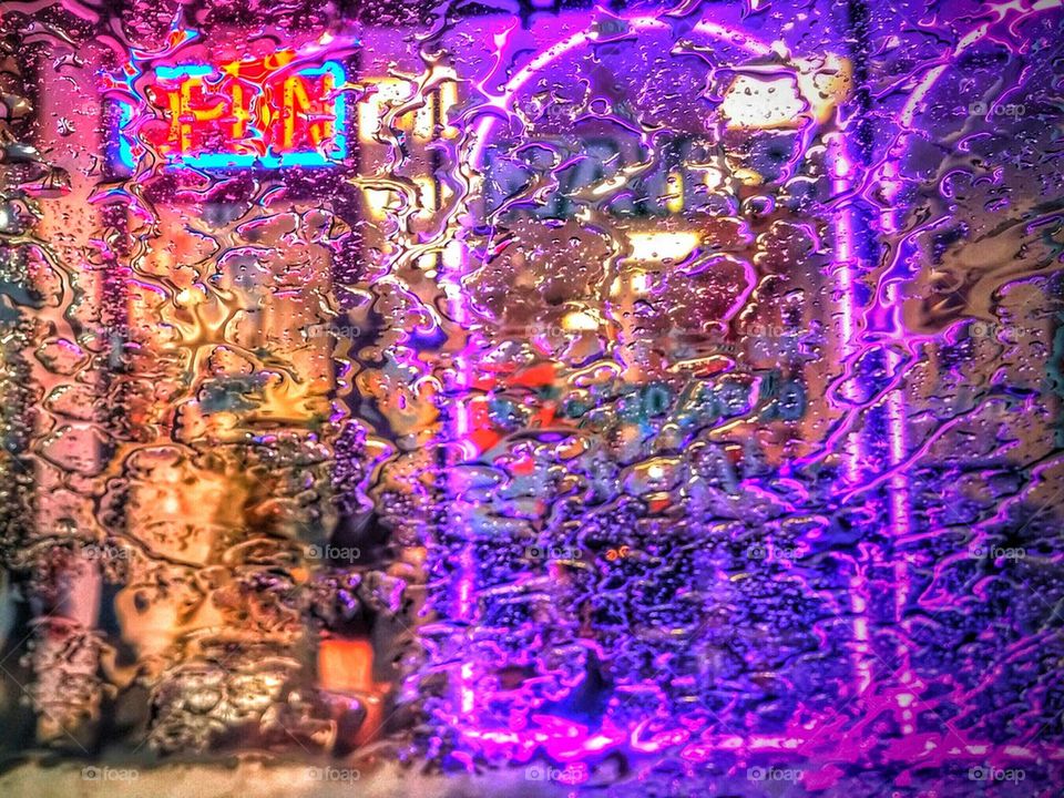 storefront in the rain