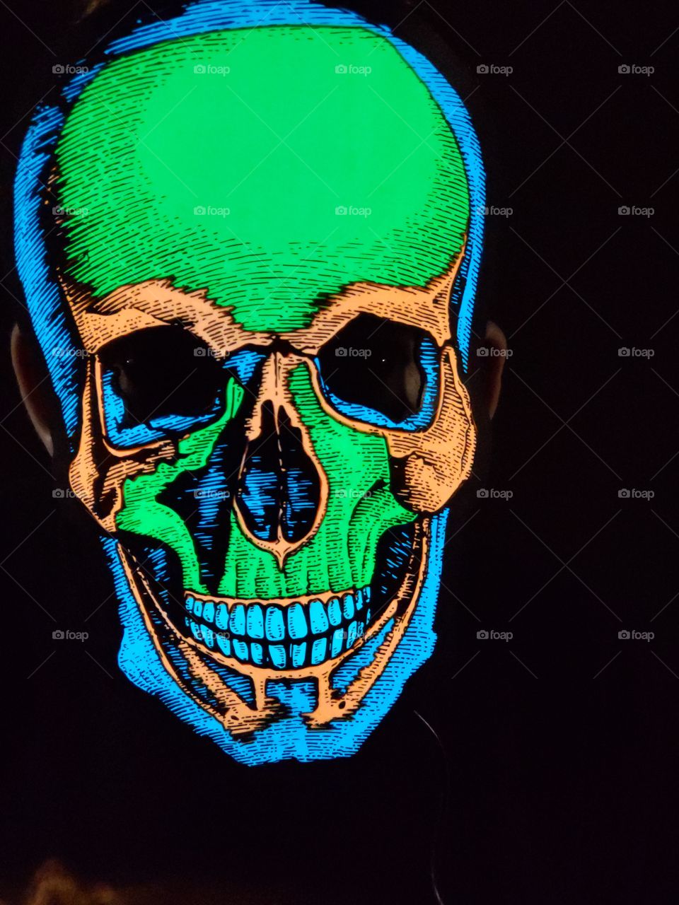 fluorescent skull mask