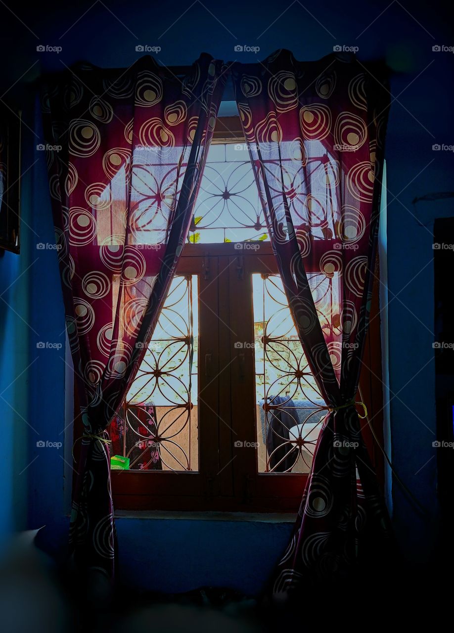 my home 🏡 window with a beautiful curtain