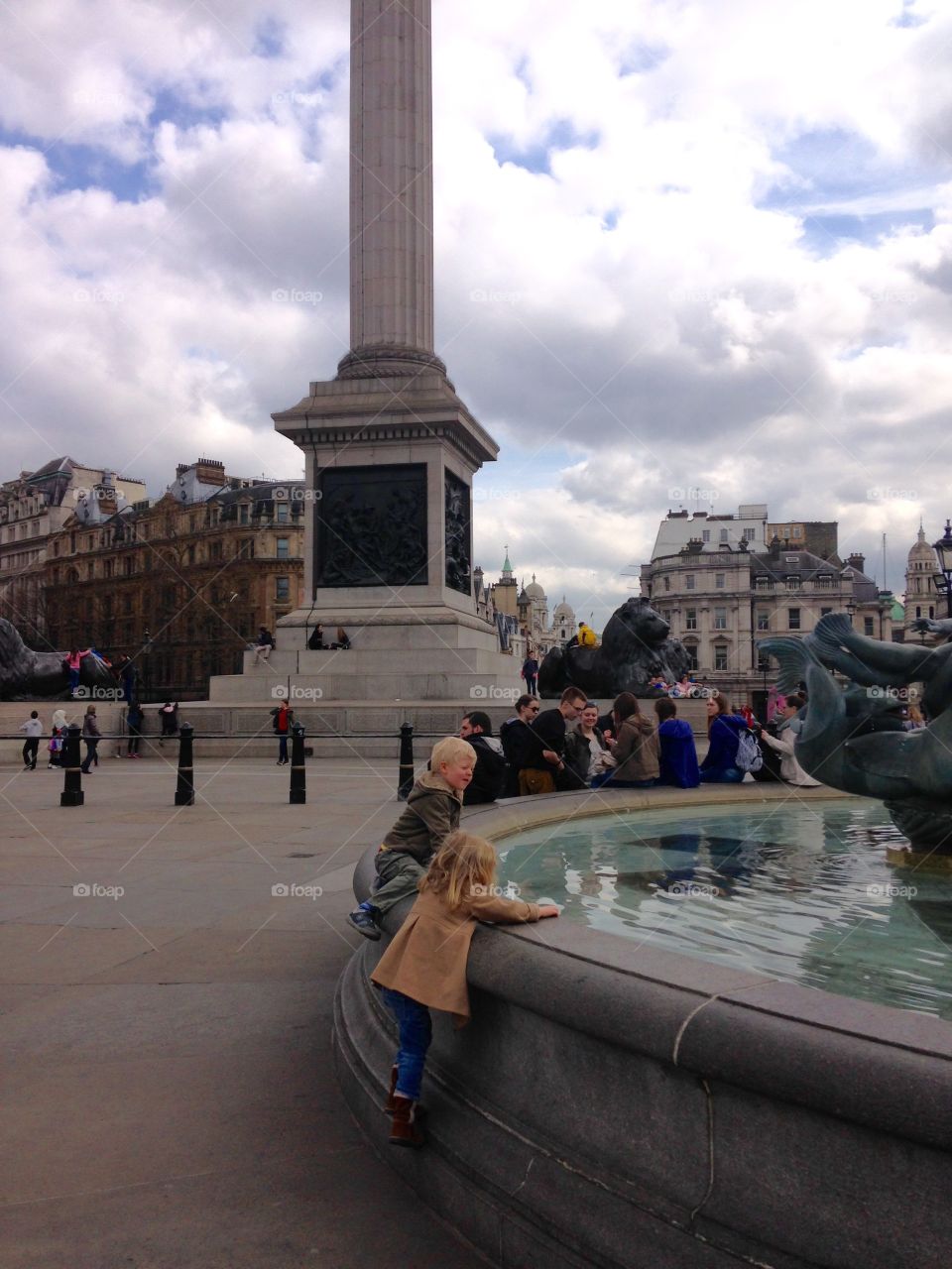 Trafalgar Square, London. Enjoying Trafalgar Square, London