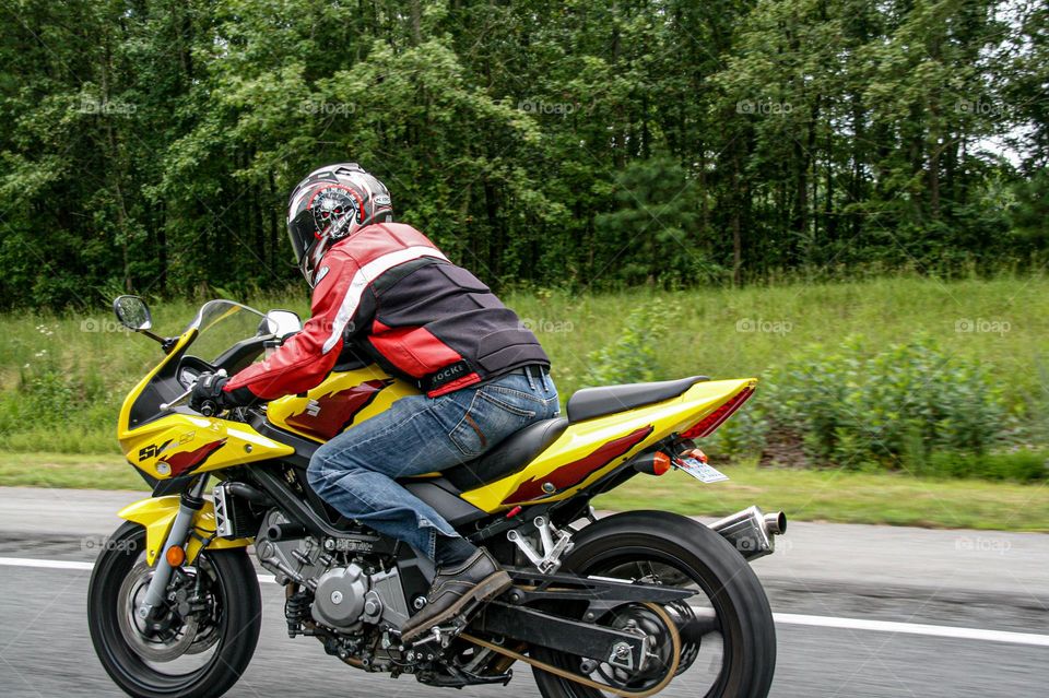 Riding a bike on the highway