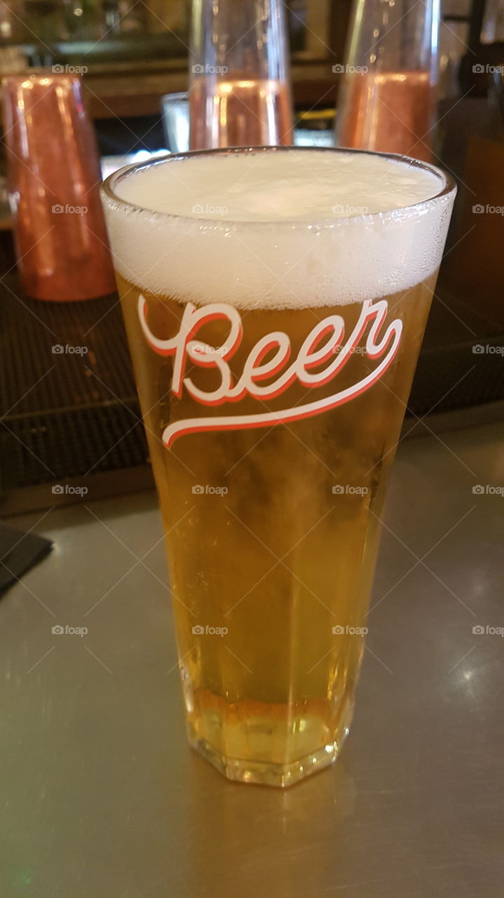Glass saying Beer