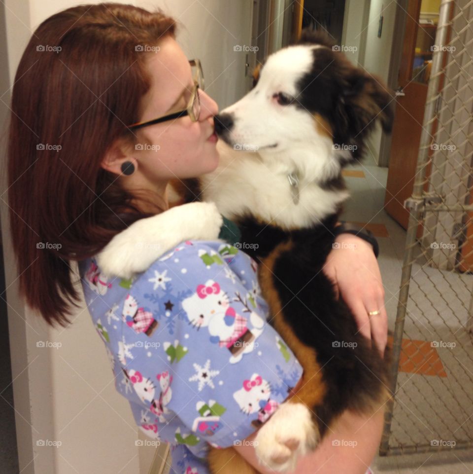 Dog, Woman, Child, Indoors, People