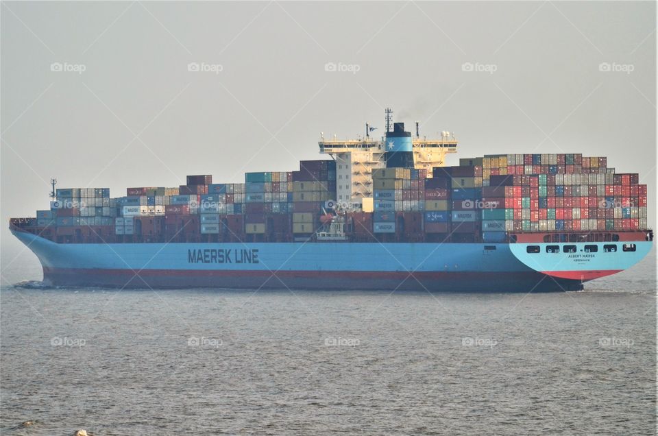 Container vessel at sea