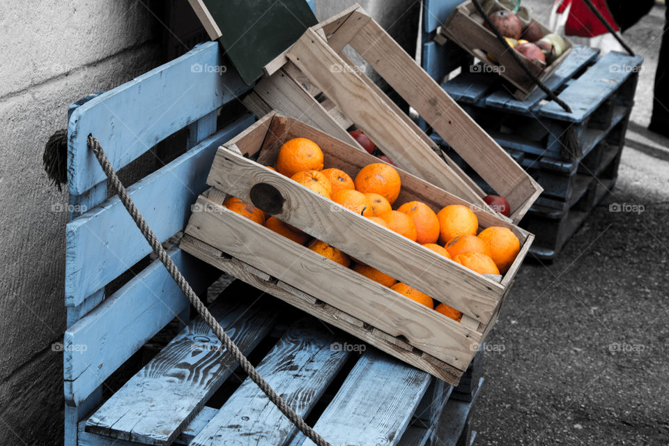 Close-up of oranges in basket