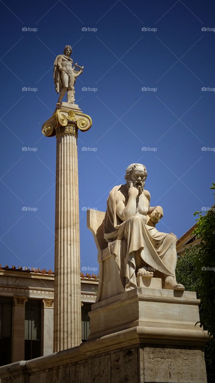 Statues Greece Athens. Greece, Athens Socrates & Hermes statues