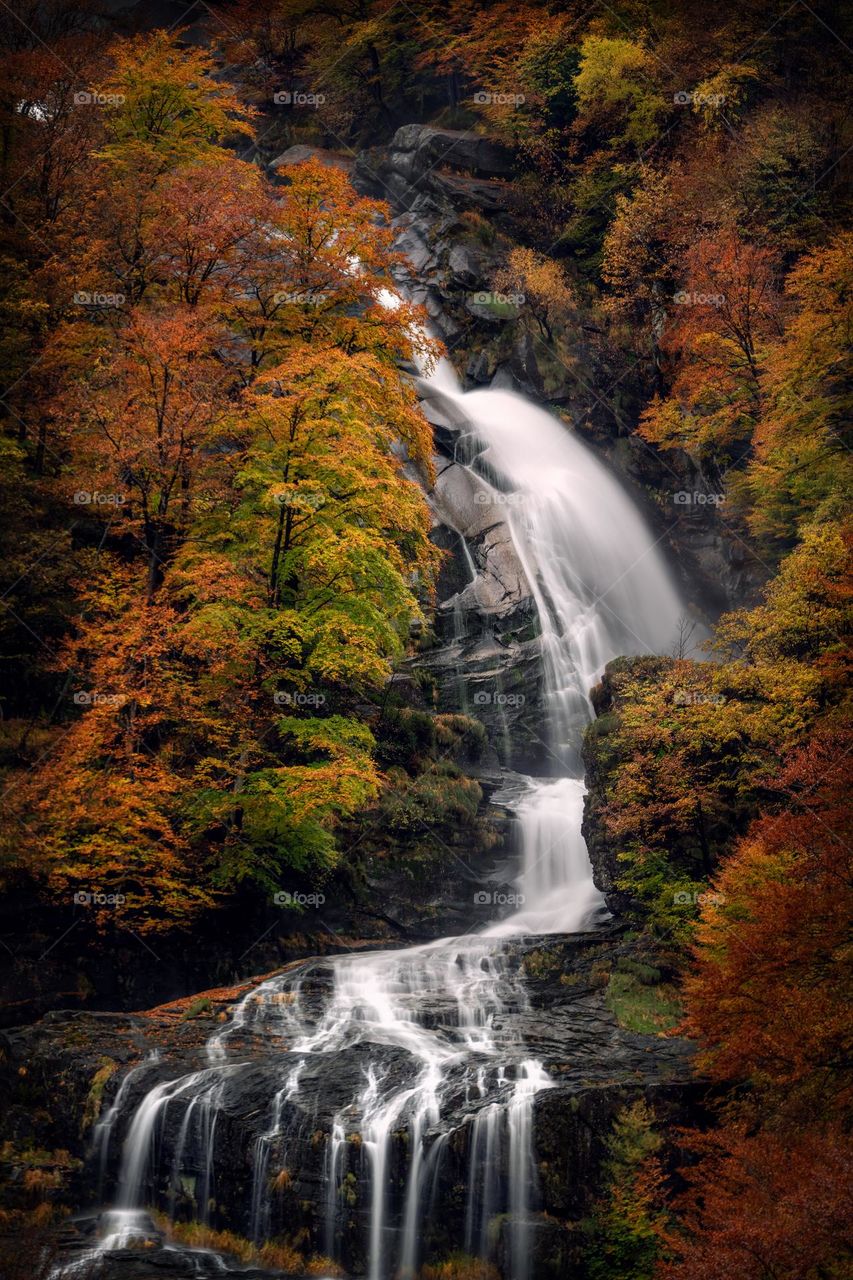 Waterfall in autumn colors