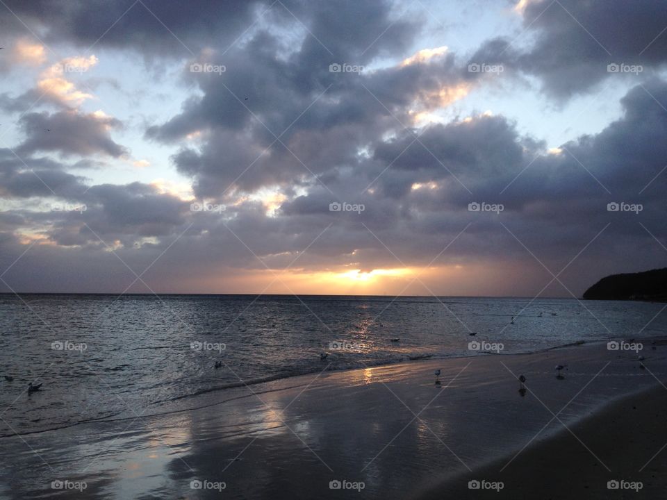 Sunset, Water, Sun, Beach, Dawn