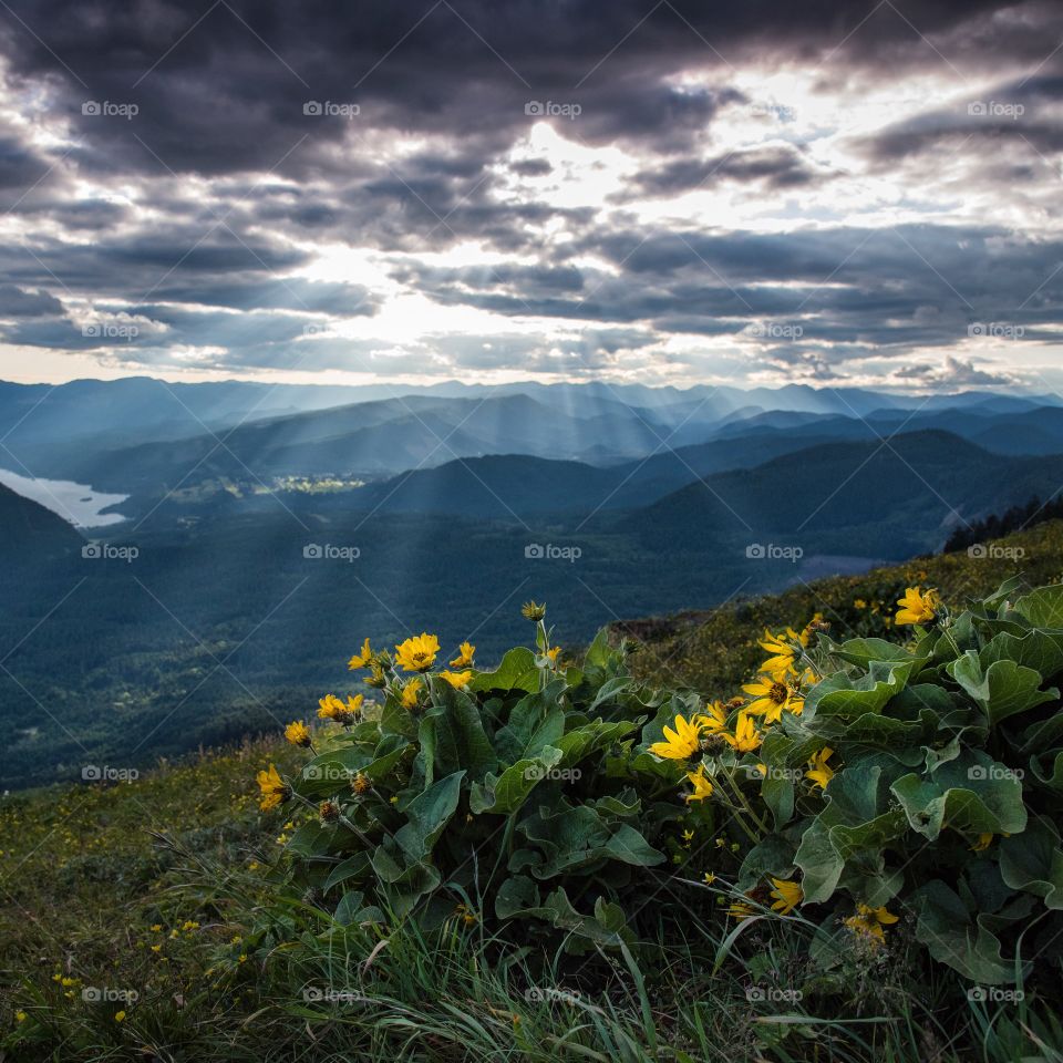 Scenic view of mountains at morning