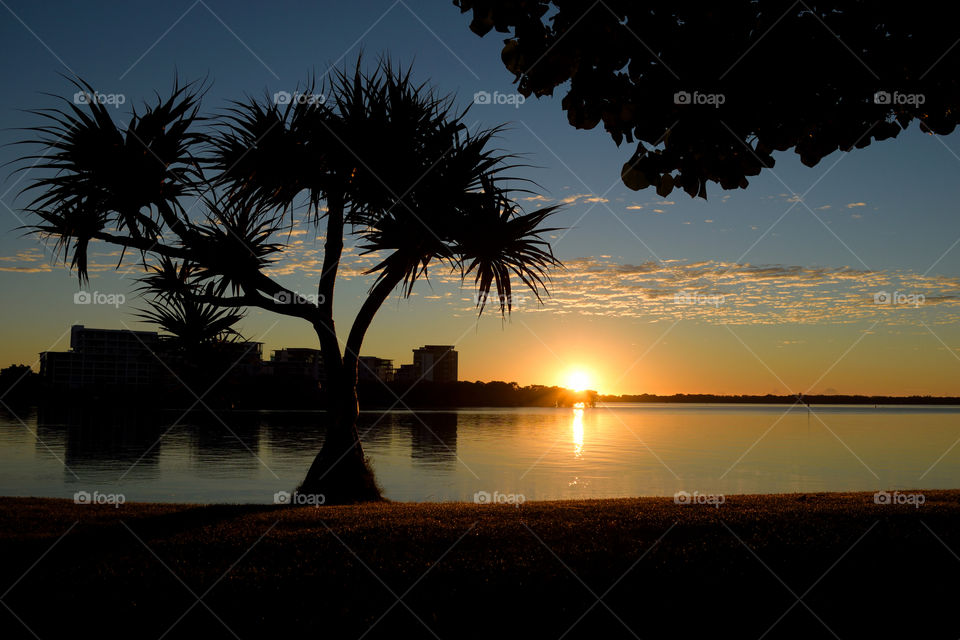 Gold Coast Sunrise. Gorgeous silhouette shot of the sunrise on the east coast of Australia.