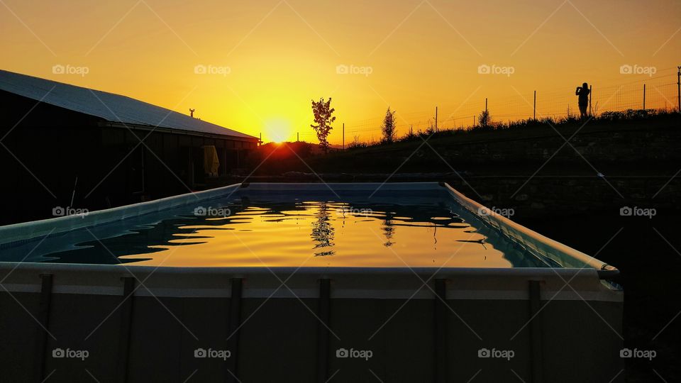 Sunset Reflection on Swimming Pool