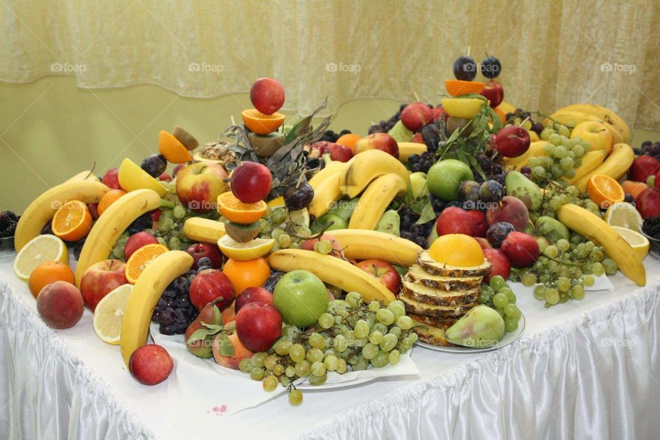 fruits on desk