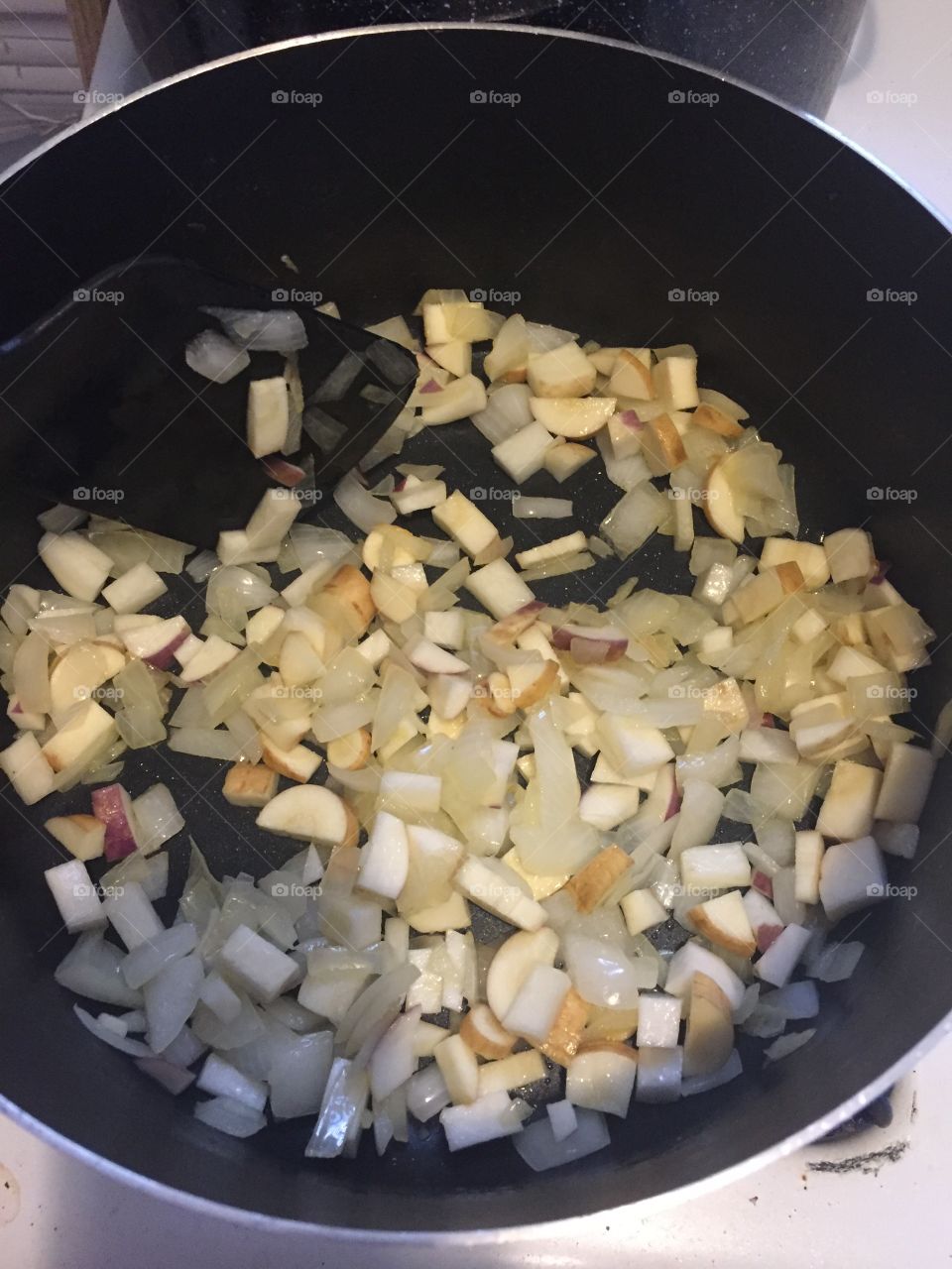 White veggies in pan