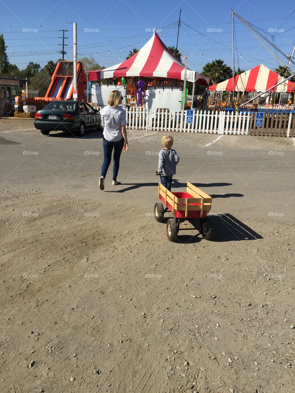 Mother and child at pumpkin patch
