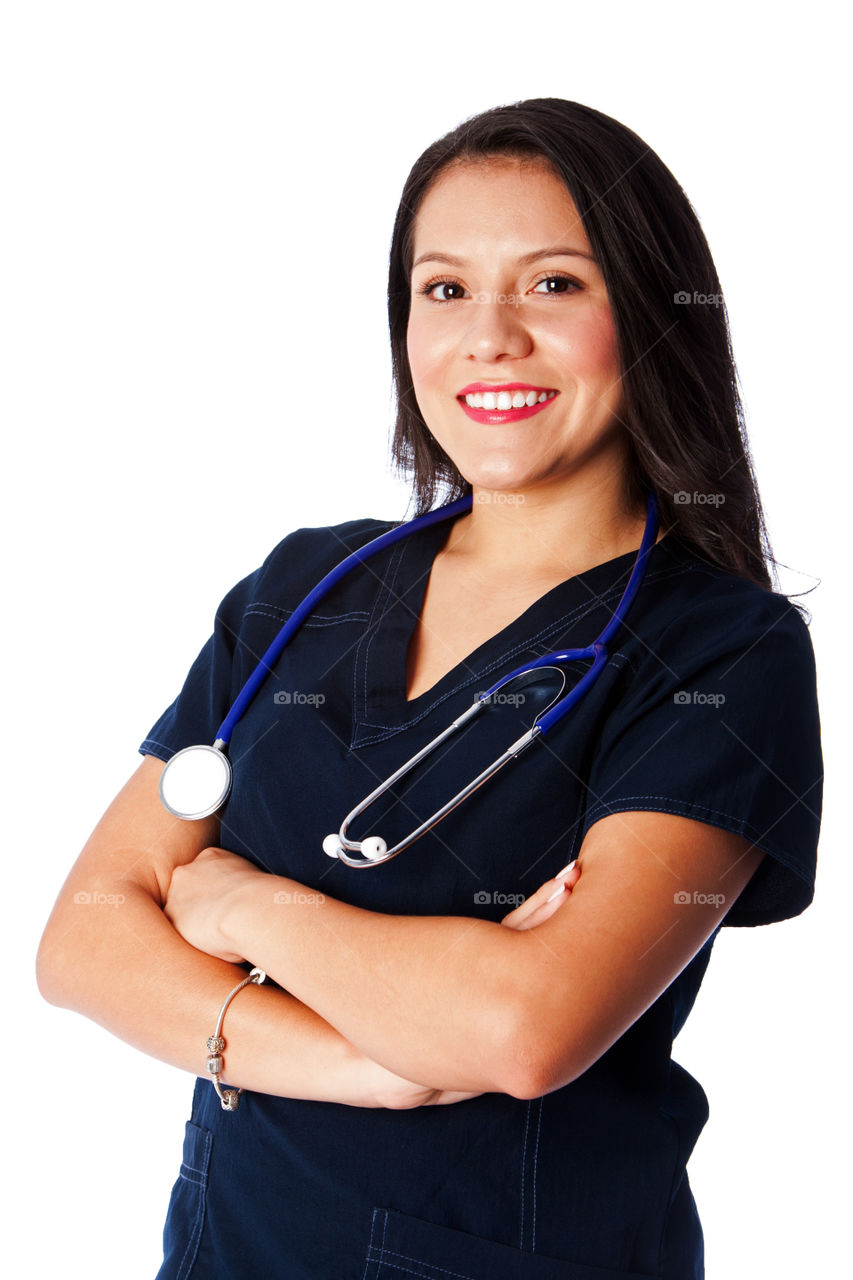 Happy smiling nurse doctor with stethoscope