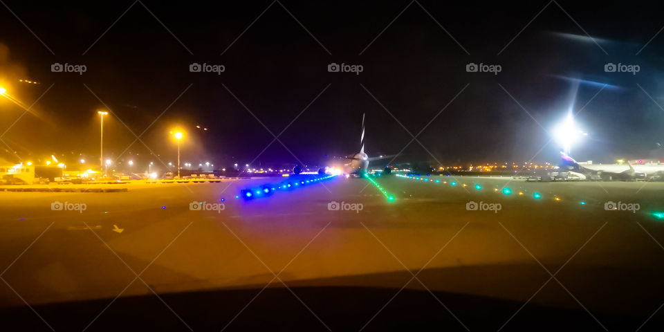 Foggy airport lane