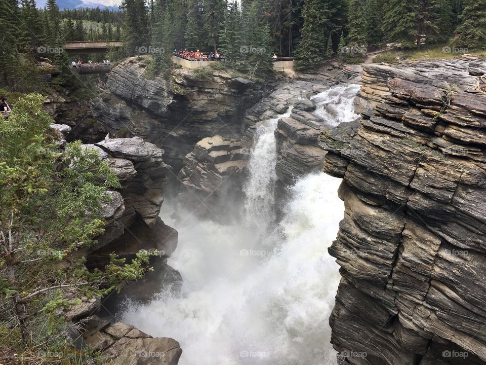 Beautiful waterfall in Alberta, Canada 