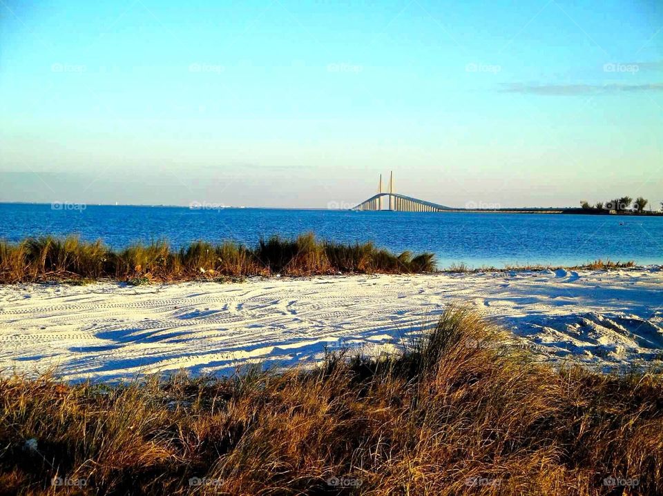 Skyway bridge background sand & bay by sunnysmiles 