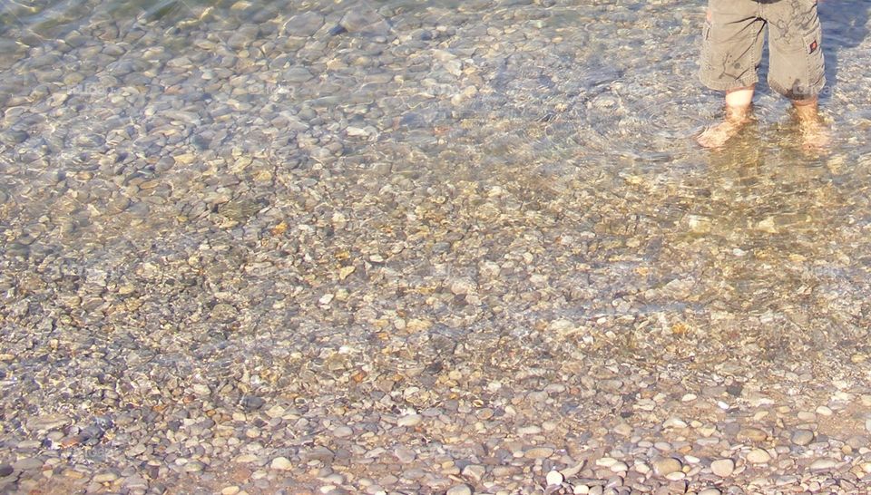 Beach with rocks and pebbles in Michigan