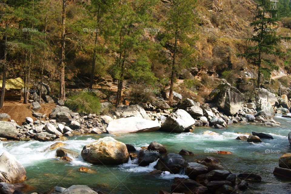 River flowing from a mountain.
