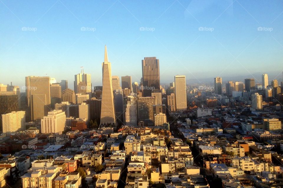 San Francisco at sunset from Coit Tower