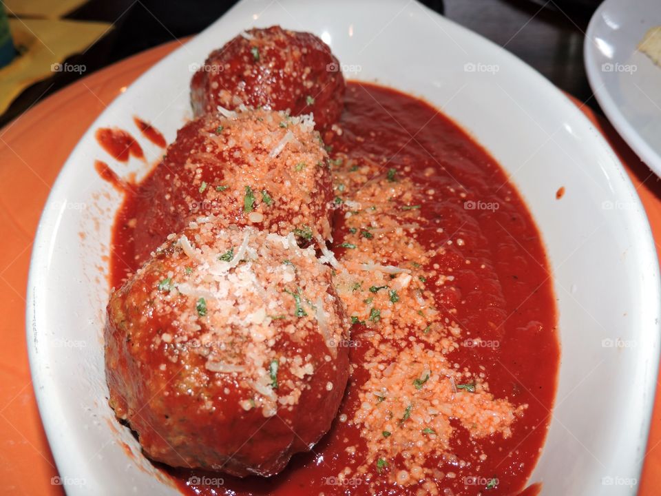 Italian meal of meatballs