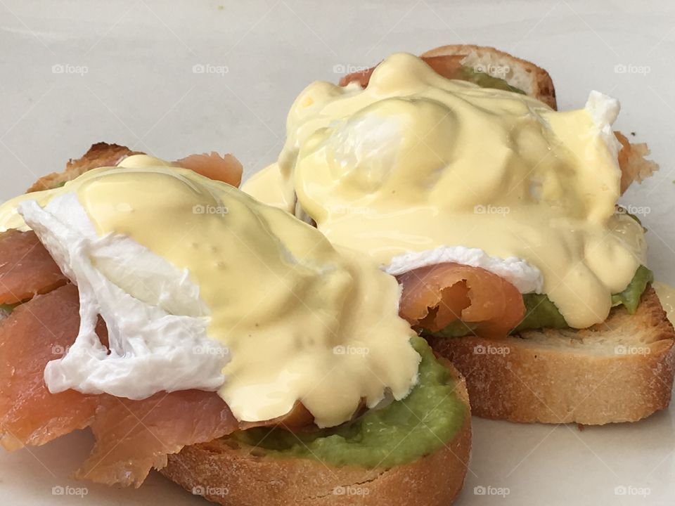 Eggs benedict, or as some call it eggs Benny, a delicious topping of hollendaise sauce perfect for brunch