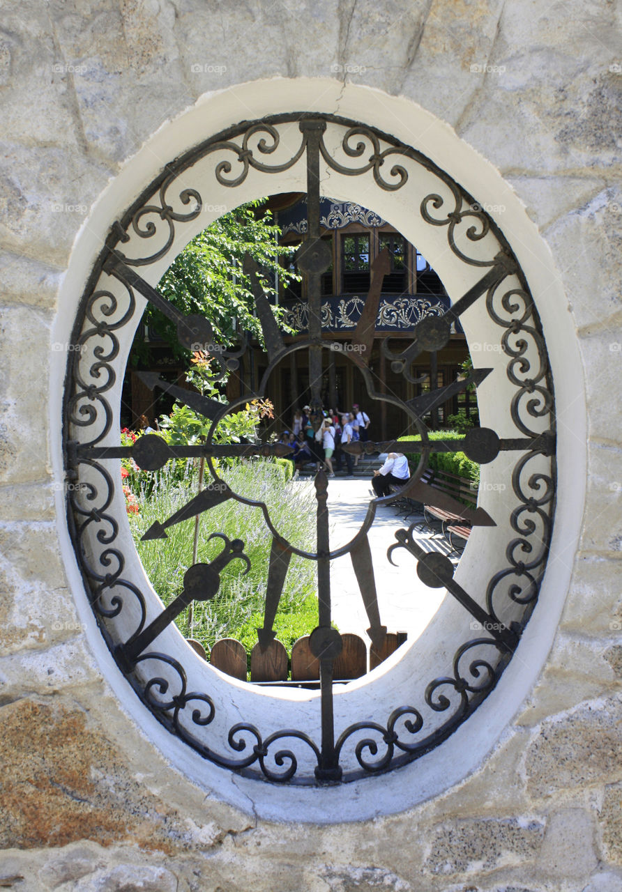 Outdoor window view, ellipse shape