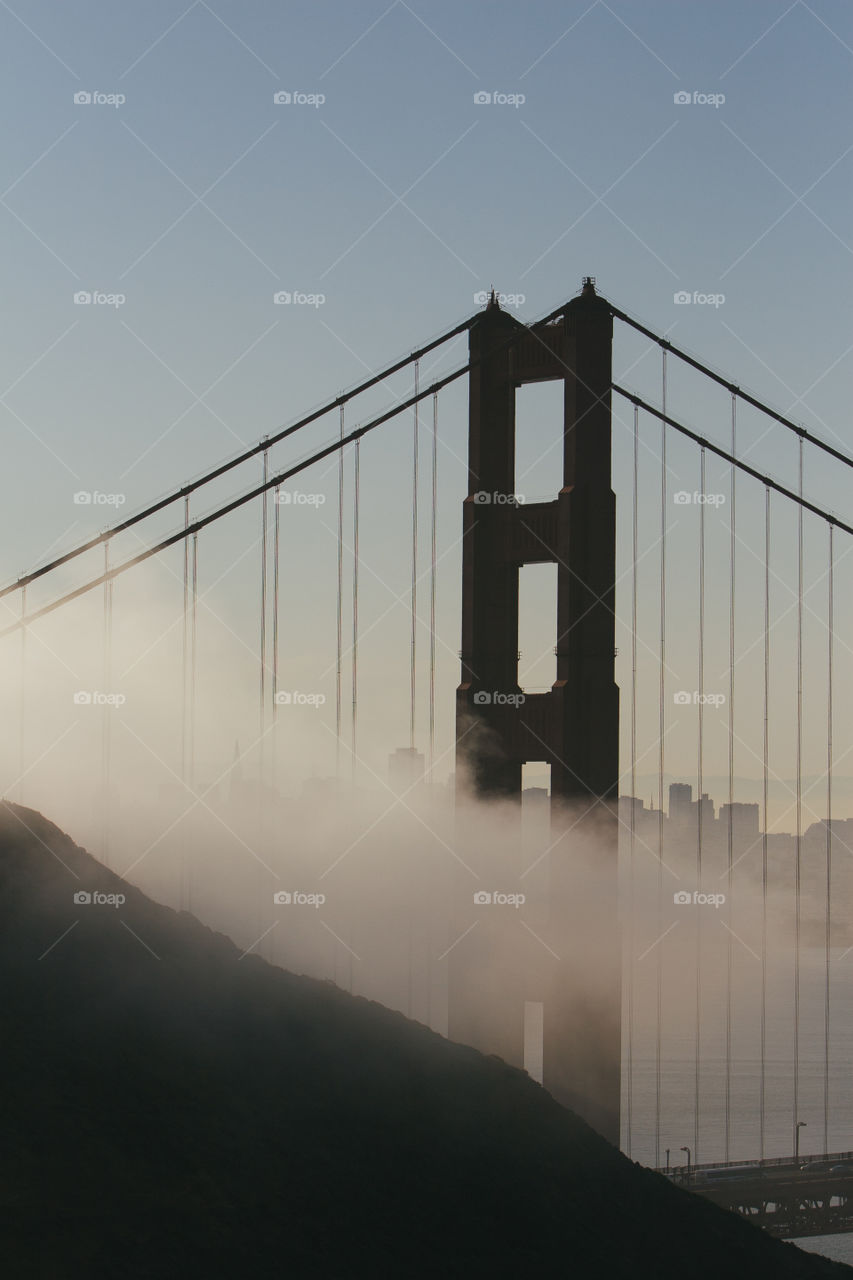 Golden gate Bridge in the mist of a morning