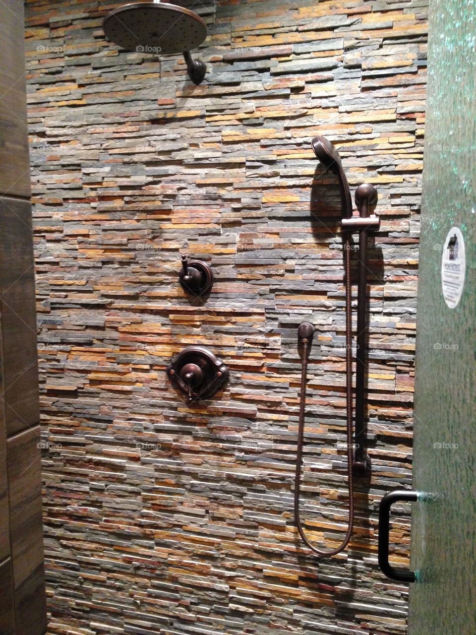 Stone wall shower